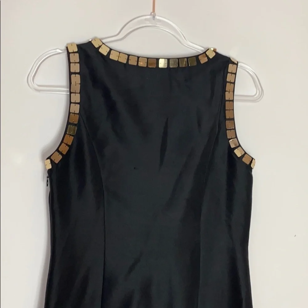 Tory Burch black silk gold sequins shift dress 2